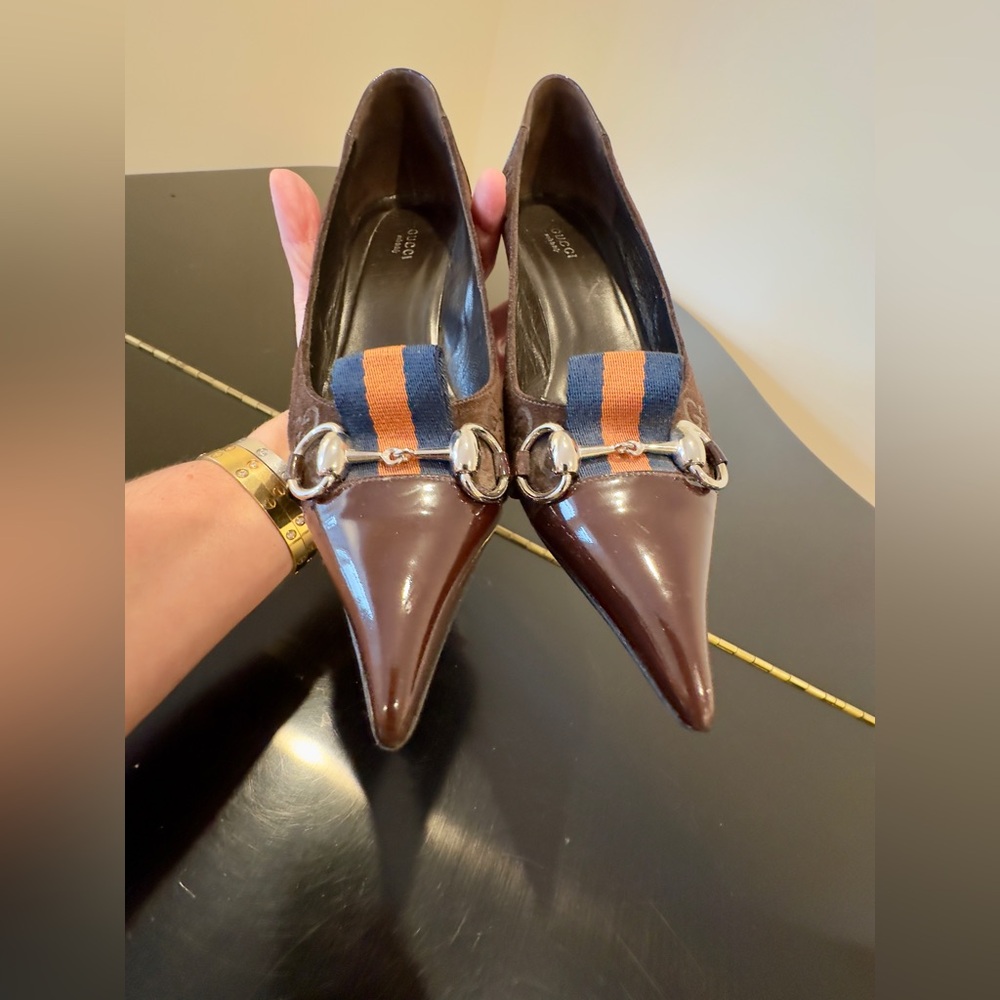 Gucci Authentic Vintage Retro Rare Luxury Patent Suede GG monogram Pumps/Shoes - Picture 9 of 17